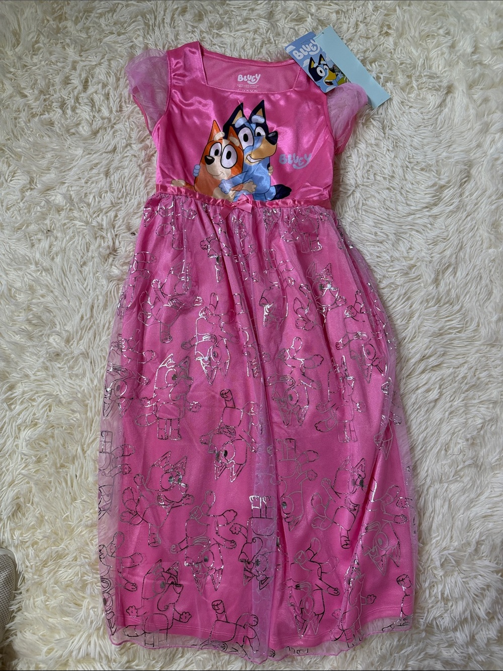Pink Girls' Tulle Dress Bluey Large (10/12)
